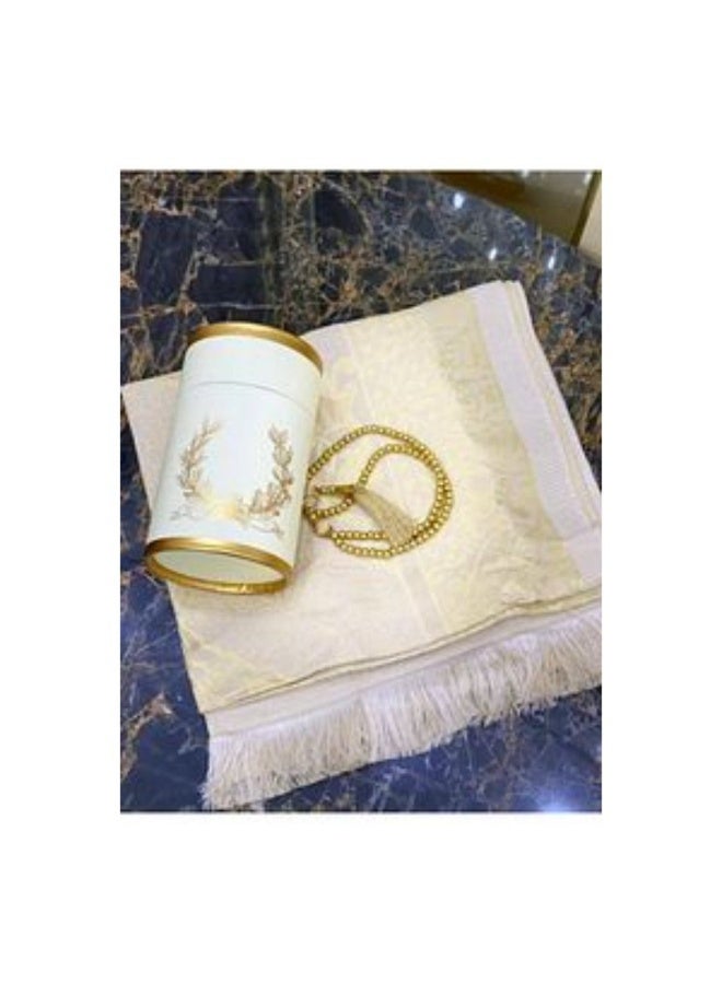 سجادة صلاة ومسبحة مع علبة هدايا أسطوانية أنيقة - مجموعة هدايا إسلامية - Image 3